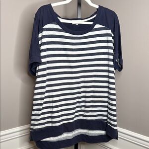 Dept 222 Navy and White Striped Women's Top size 2X